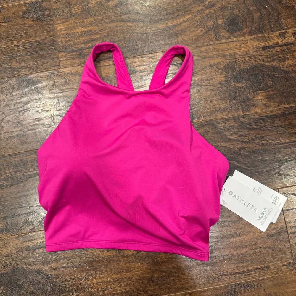 NWT Athleta Conscious Crop Bikini Top A-C in Hot Pink